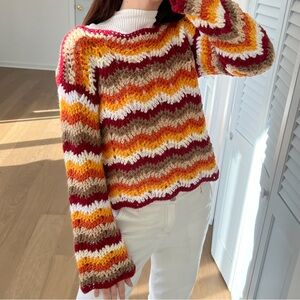Custom Multicolor Chevron Handmade Crochet Sweater